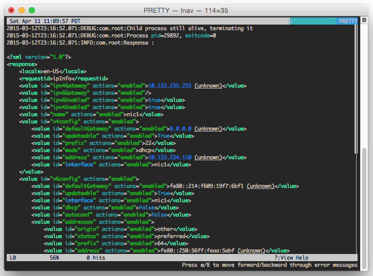 Screenshot of pretty-printed XML