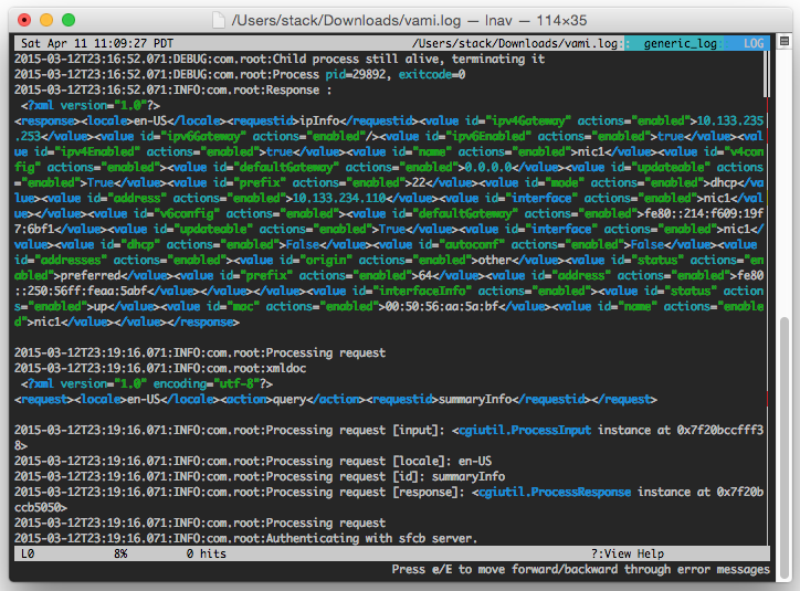 Screenshot of raw XML